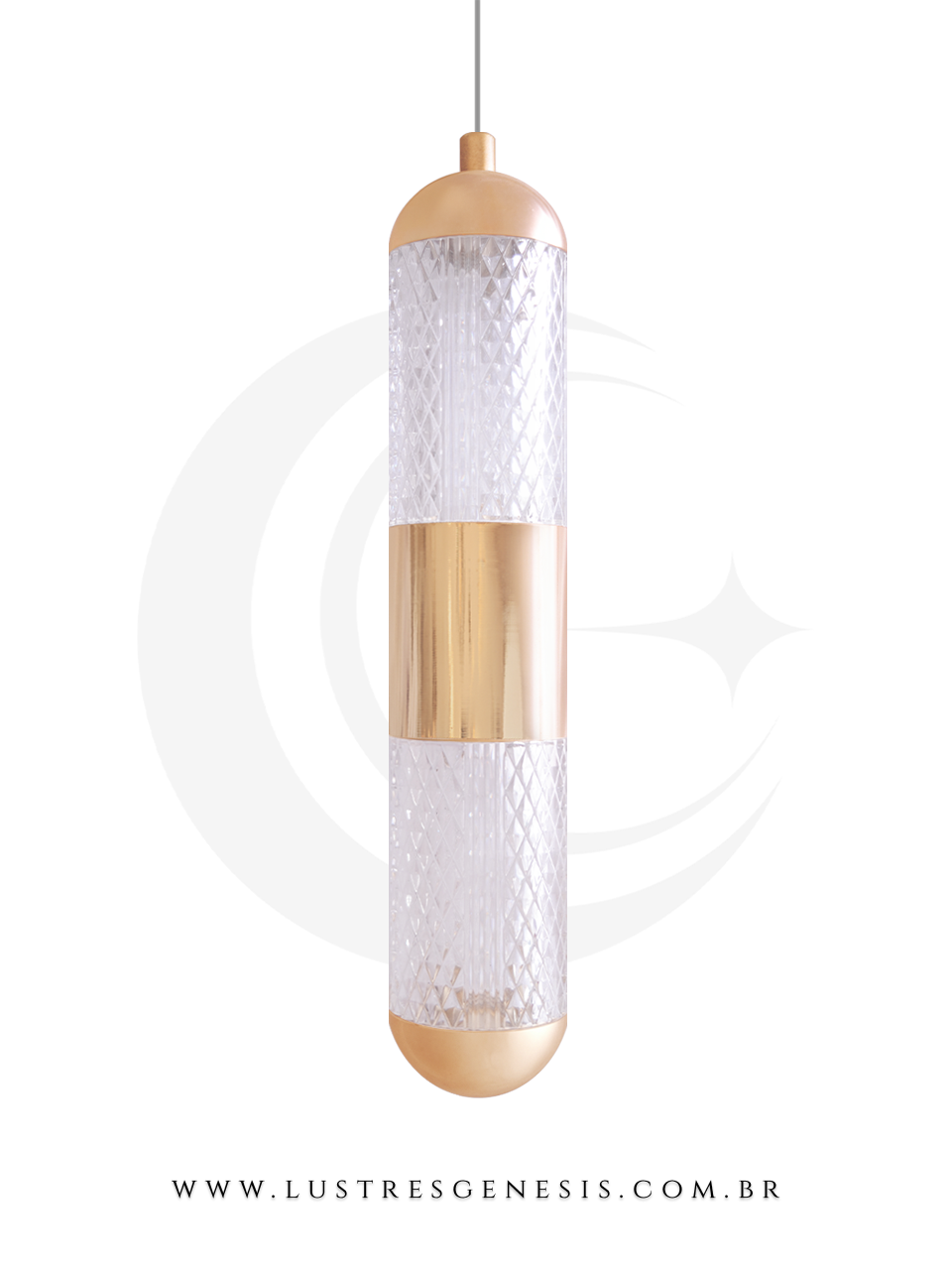 Luminária de Teto Pendente Moderno Pill Dourado com LED